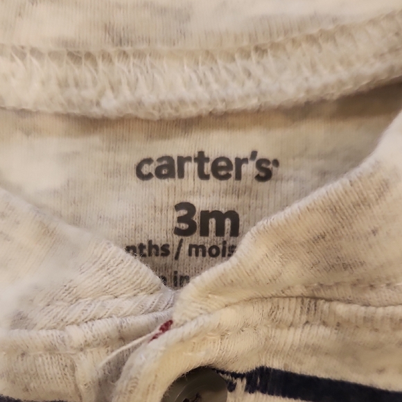 Carter's Off-White Striped Onesie 3 Months - Picture 2 of 3